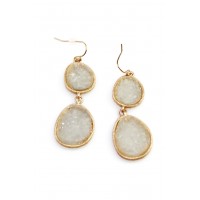 Ivory Duo Geode Druzy Stone Drop Earrings